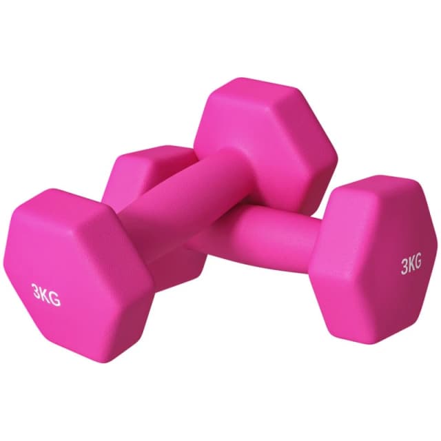 Sportnow Set Of 2 Hexagonal Dumbbells Weights Pair, 2 X 3Kg, Pink A91-315V02PK