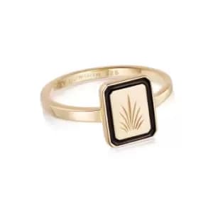 Rings 18ct Gold Plate Engraved Palm Enamel Ring 18ct Gold Plate
