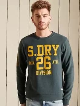 Superdry T&f Crew Sweat - Green Marl, Green Marl, Size S, Men