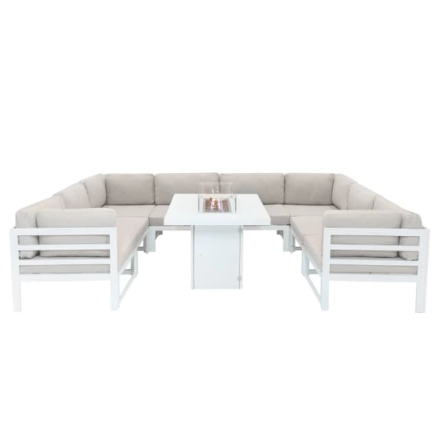 Monstershop Modular Garden Furniture Set With Fire Pit - White White Unisex