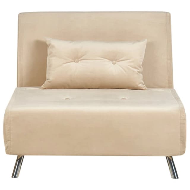 Beliani Single Sofa Bed Farris Velvet Sand Beige