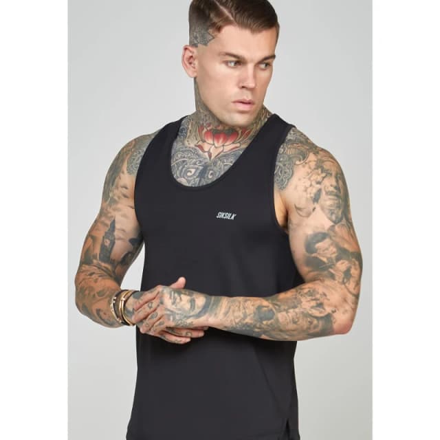 SikSilk Muscle Fit Sleeveless Vest Mens - Black XS