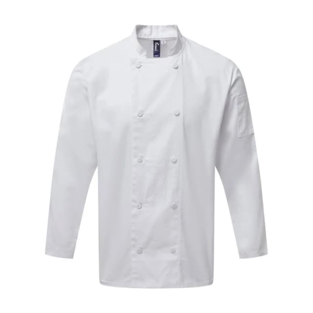 Premier Premier Men Chefs Coolchecker Long Sleeve Jacket in White Size: Medium White M Male 5059444454066