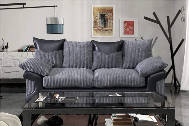 LUXURY LIFE Dino Fabric Cord 3 Seater Sofa Grey