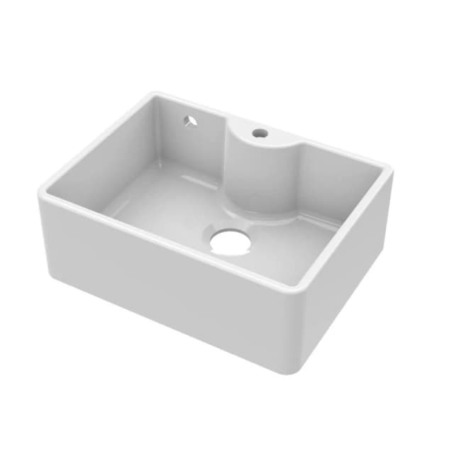 Balterley Fireclay 1 Bowl Butler Sink Tap Ledge Overflow Tap Hole 595mm White