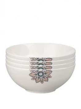 Denby Monsoon Mandala Cereal Bowls ; Set Of 4