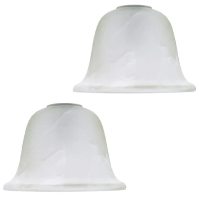Happy Homewares Pair Of White Alabaster Glass Shades With Traditional Shape For E14 And E27