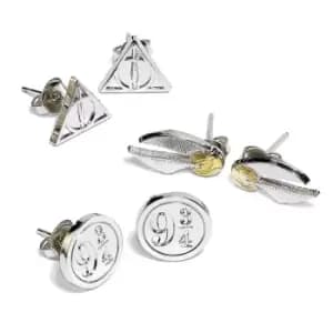 Harry Potter Silver Plated Earring Set (One Size) (Silver)