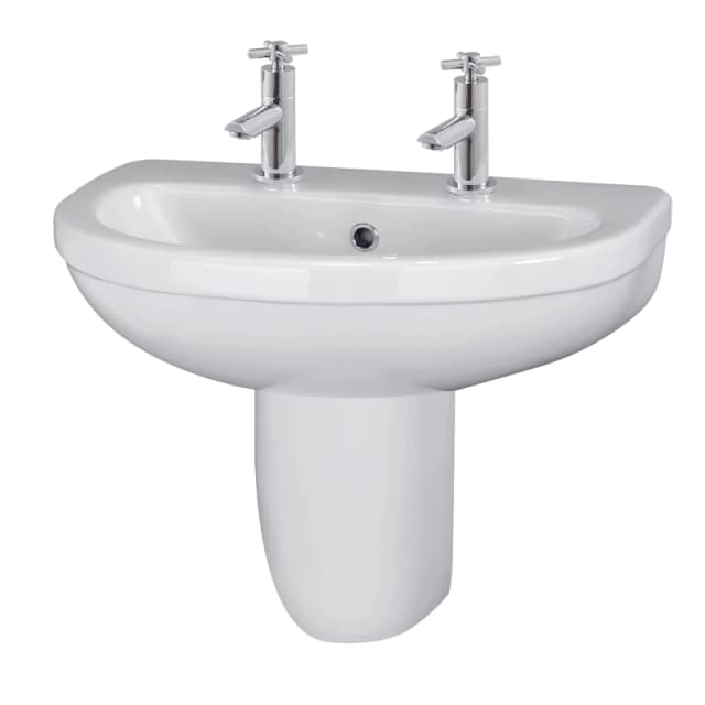 Balterley Round 2 Tap Hole Basin Semi Pedestal 550mm in White White Unisex