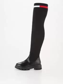 Tommy Jeans Tommy Jeans Knit Overknee Boot - Black, Size 38, Women