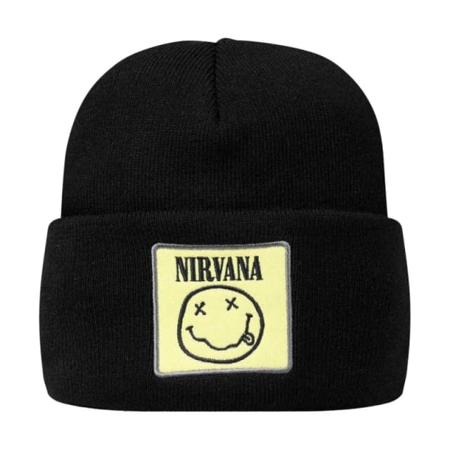 Amplified Mens Nirvana Logo Beanie in Black Male One Size