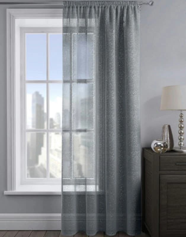 Velosso Alessandria Sparkle Slot Top Voile Panel - Charcoal