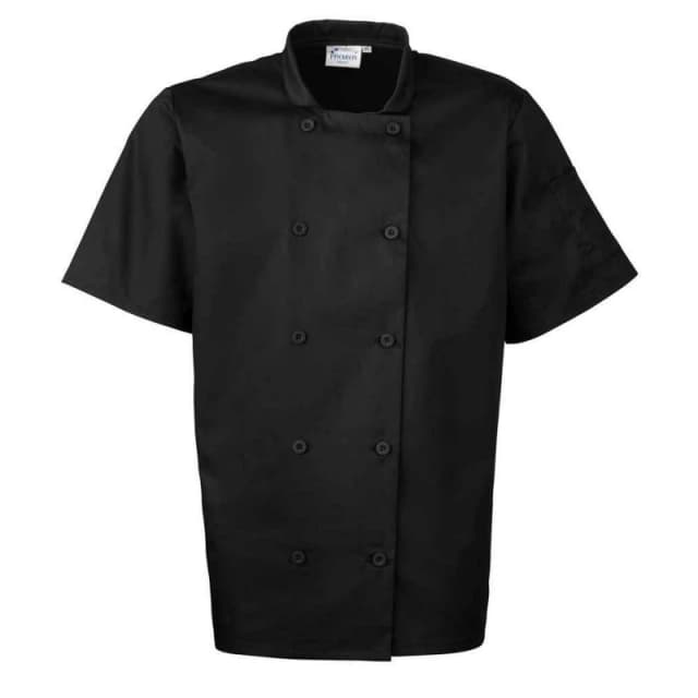 Premier Premier Men Short-Sleeved Chef Jacket in Black Size: 5X-Large Black 5XL Male 5063693786595