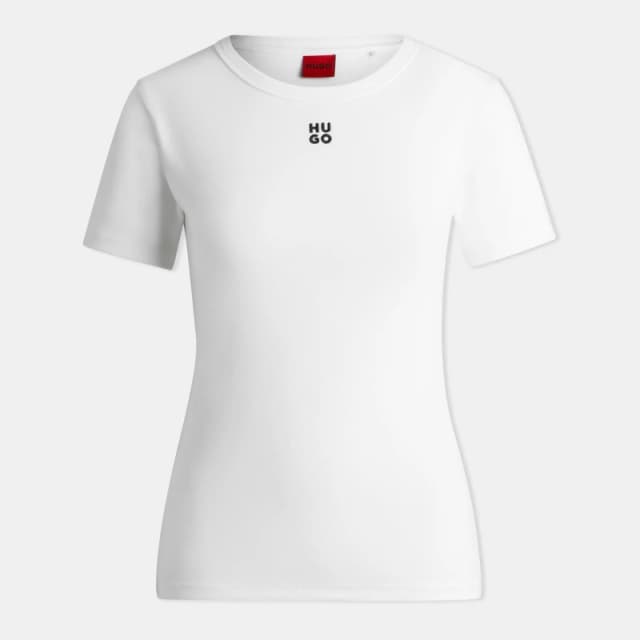 Hugo Womens Regular Fit Logo T-Shirt White female 6 (XS)
