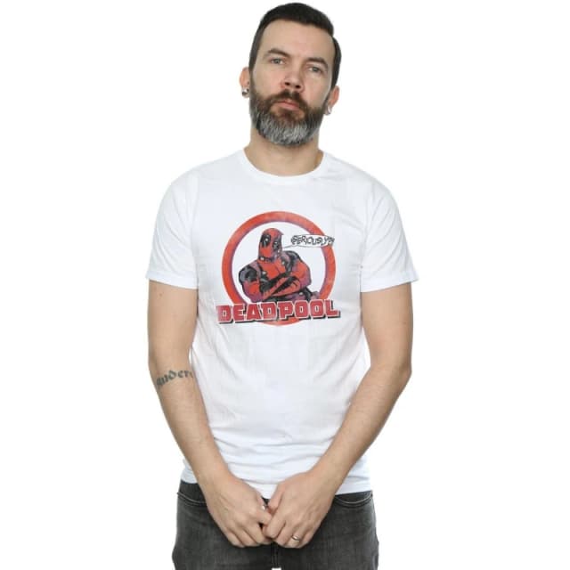Marvel Marvel Men Deadpool Seriously Speech Bubble T-Shirt in White Size: Small White S Male 5057981172283