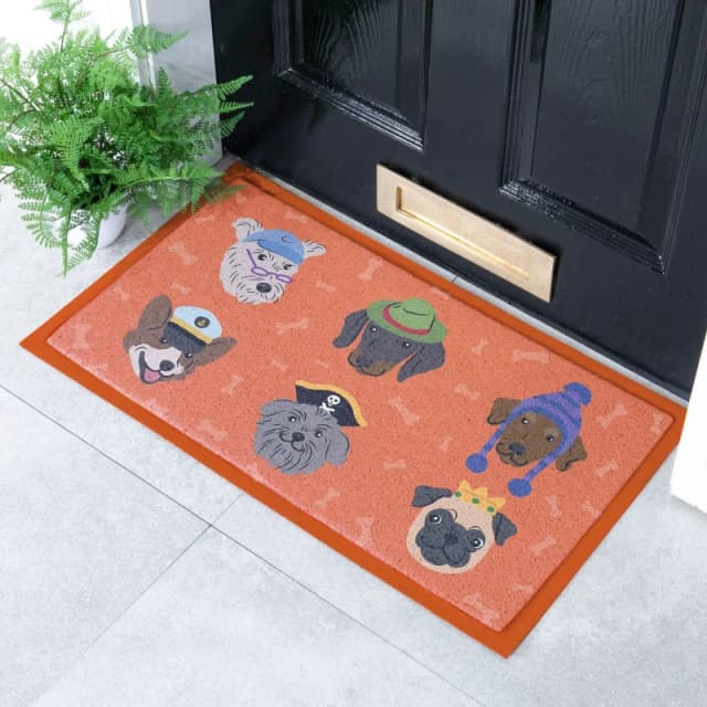 Native Natural Dogs With Hats Doormat (70 X 40Cm)