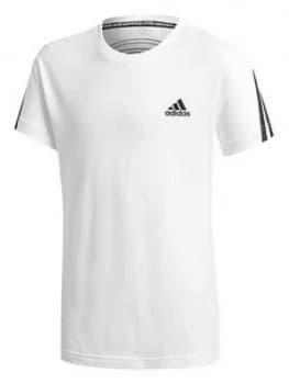 Adidas Boys 3-Stripes T-Shirt - White