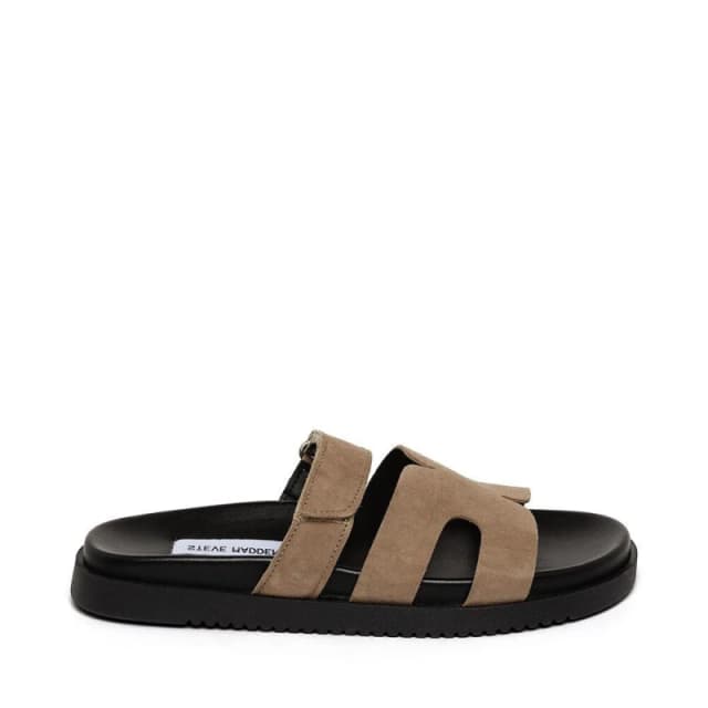 Steve Madden Womens Missile Flat Sandals Taupe Suede female 3 (36)