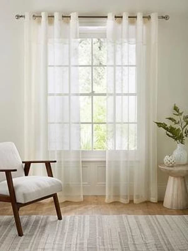 The Very Collection Girona Eyelet Textured Top Border Panel Pair Grey WH5D7 Unisex