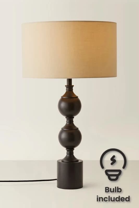 ValueLights ValueLights Declan Candlestick Table Lamp with Fabric Drum Lamp Shade and Bulb in Natural Natural One Size Unisex 5059406069161