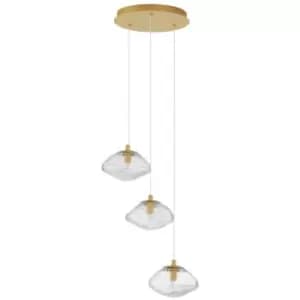 Netlighting Merano Kildonan 3 Light Cluster Pendant Ceiling Light Brass Gold Met