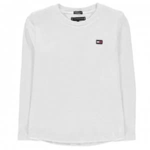 Tommy Hilfiger Junior Boys Essential Ribbed Long Sleeve T Shirt - Bright White