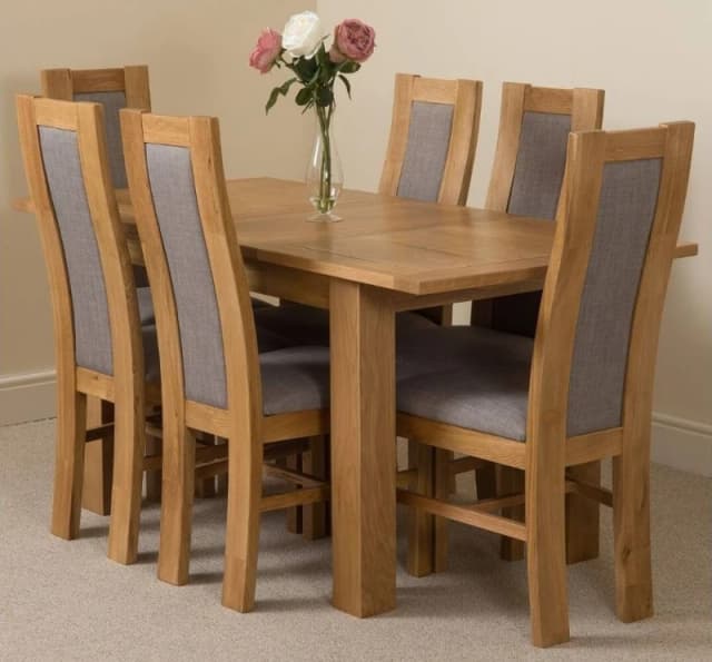 Thats Furniture Hampton 120-160cm Oak Extending Dining Table & 6 Stanford Chairs in Brown Brown Unisex