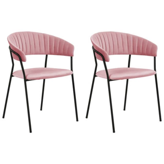 Beliani Set Of 2 Dining Chairs Mariposa Velvet Pink