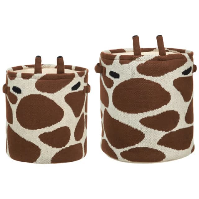 Beliani Set Of 2 Kids Baskets Giraffe Pomang Cotton Brown
