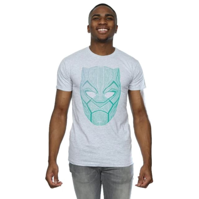 Marvel Marvel Men Black Panther Tribal Mask T-Shirt in Grey Size: Small Grey S Male 5057736544198