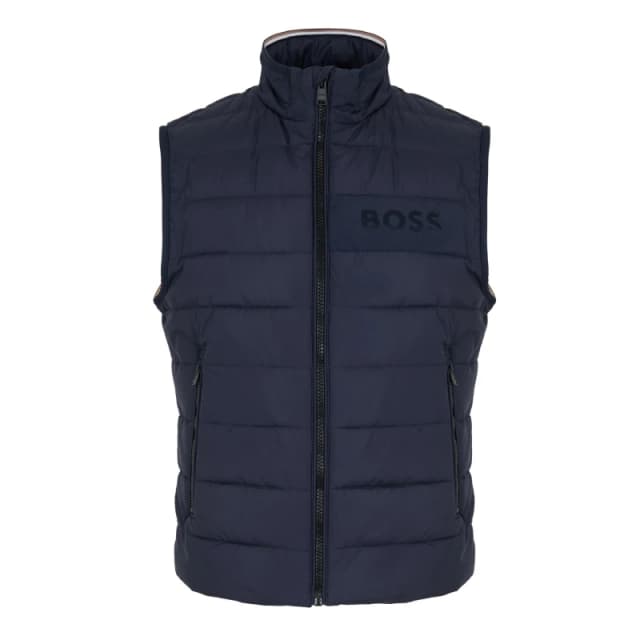 Boss Mens H-Cenito Padded Water-Repellent Stand Collar Sleeveless Gilet Dark Blue male Small