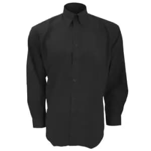 Kustom Kit Mens Workwear Oxford Long Sleeve Shirt (17inch) (Black)