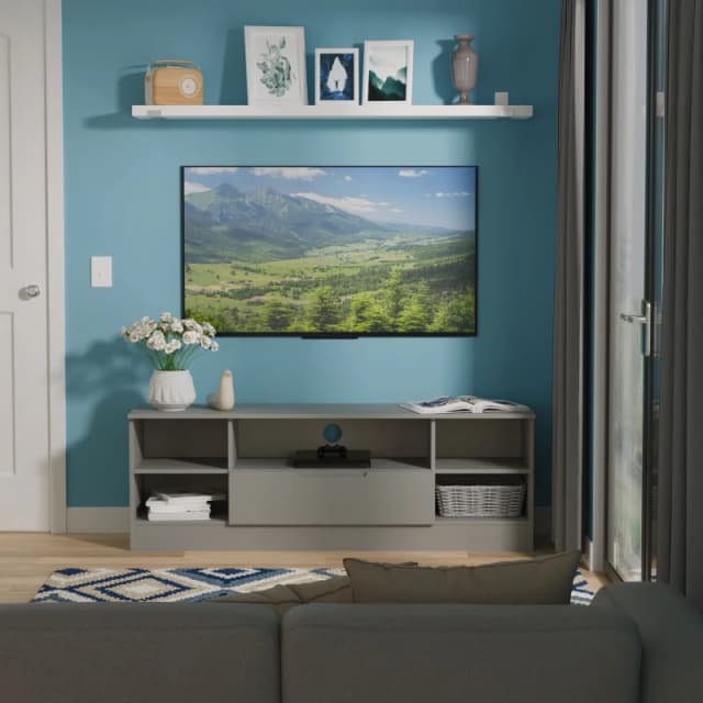 Welcome Furniture Ltd Milan Wide 1 Drawer TV & Media Unit in Dusk Grey - Ready Assembled, Grey MIL212DGDG