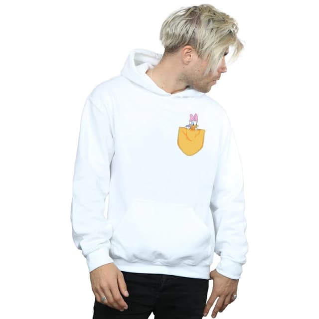 Disney Men Daisy Duck Faux Pocket Hoodie in White Size: Small White S Male 5059114708482