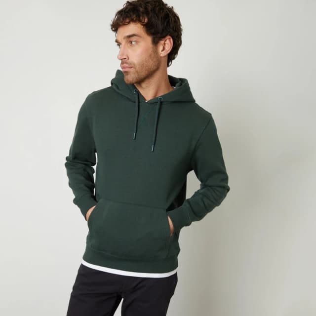 Threadbare Mock T-Shirt Pullover Hoodie Green