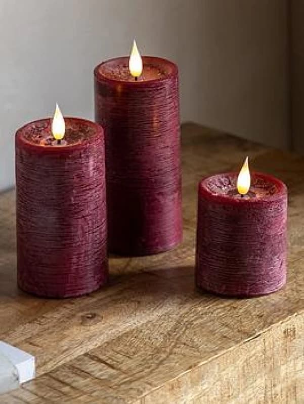 Crossland Grove LED 1 Wick Candle Oxblood 3Pk 70X70X150mm, Red 5061090000000