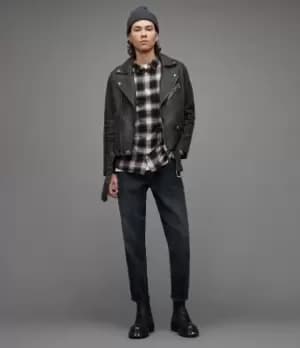AllSaints Mens Selwyn Checked Shirt, Black, Size: S