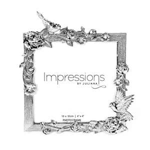 4" x 4" - Impressions Polished Nickel Flower Photo Frame