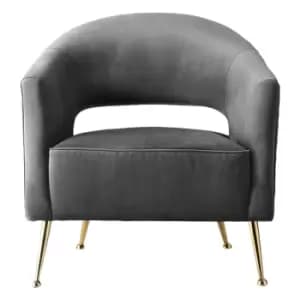 Crossland Grove Royan Armchair Grey Velvet