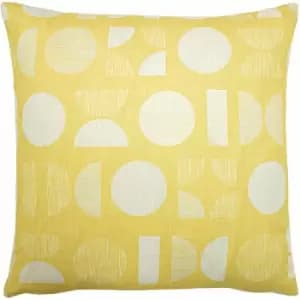 Furn - Malmo Art Deco Geometric Print Cushion Cover, Yellow, 43 x 43 Cm