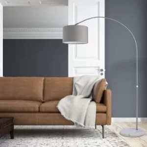 Monzana Design Arc Lamp Height 133-180cm Fabric Shade Ø25cm Marble Foot Switch Floor Lamp Arc Lamp
