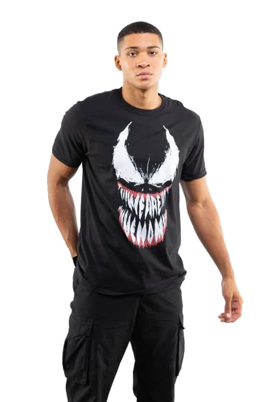 Marvel Venom Teeth Cotton Mens T-Shirt Black Black