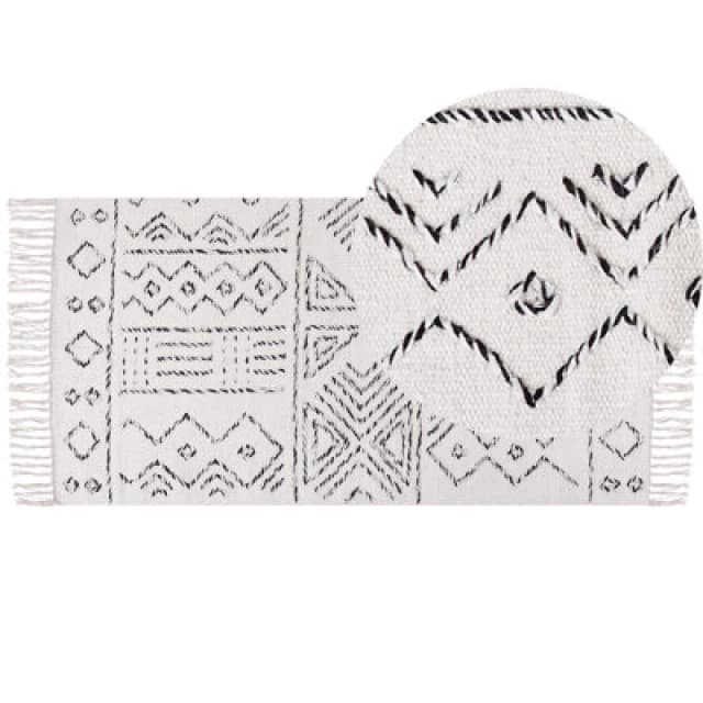 Beliani Rug Alkent White 80 X 150 Cm Wool