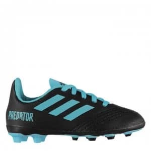 adidas Predator 19.4 Childrens FG Football Boots - Black/Cyan