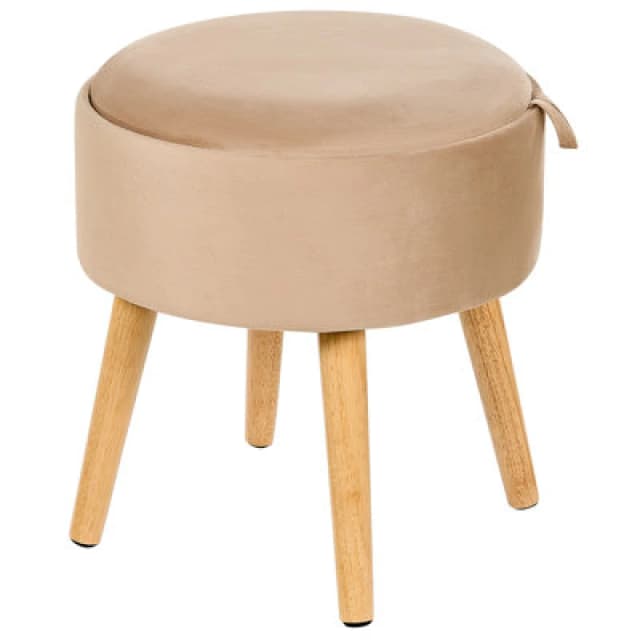 Beliani Storage Stool Neely Velvet Beige