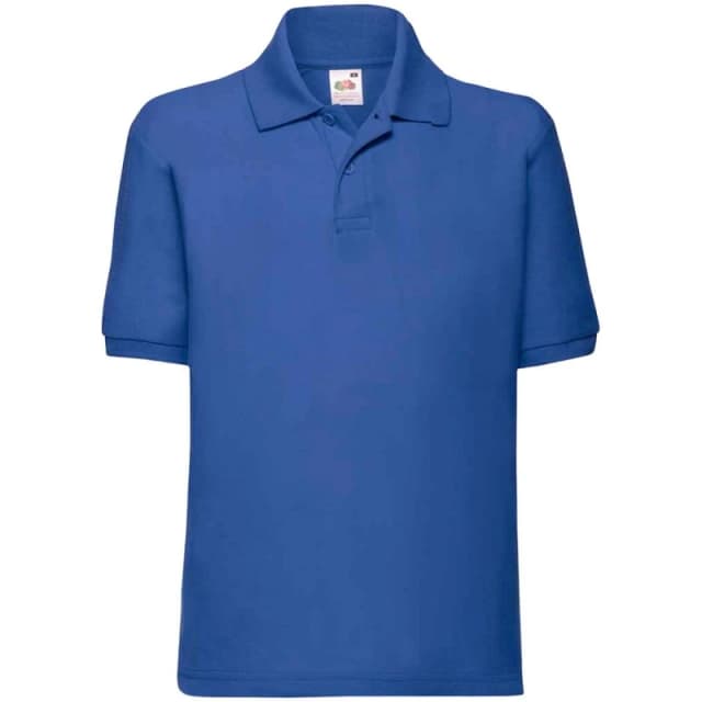 Fruit of the Loom Poly Cotton Pique Polo Shirt in Blue Size: 12-13 Years Blue Unisex 12-13 Years