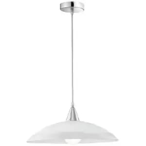 Netlighting Merano Daly Dome Pendant Ceiling Light Chrome Metal White Glass, Sil