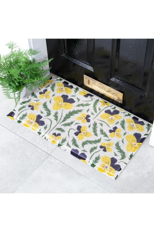 Native Natural Pansy Pattern Doormat (70 X 40Cm)