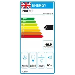 Indesit IHVP62FLTK 60cm Chimney Hood in Black 4 Speed Fan