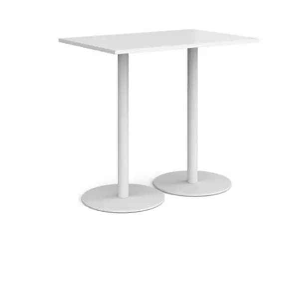 Monza Monza rectangular poseur table with flat round white bases 1200mm x 800mm - white White MPR1200-WH-WH